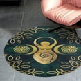 thumbnail image 4 of Riple Goddess with Triskele - Gold on Shimmer Green Round Carpet Circle Rug Outdoor Patio Area Rug Washable Large Area Rugs Hallway Room Decor Fitness Mats, 4 of 8