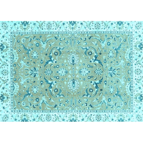 Ahgly Company Indoor Rectangle Abstract Light Blue Modern Area Rugs, 2' x 5'