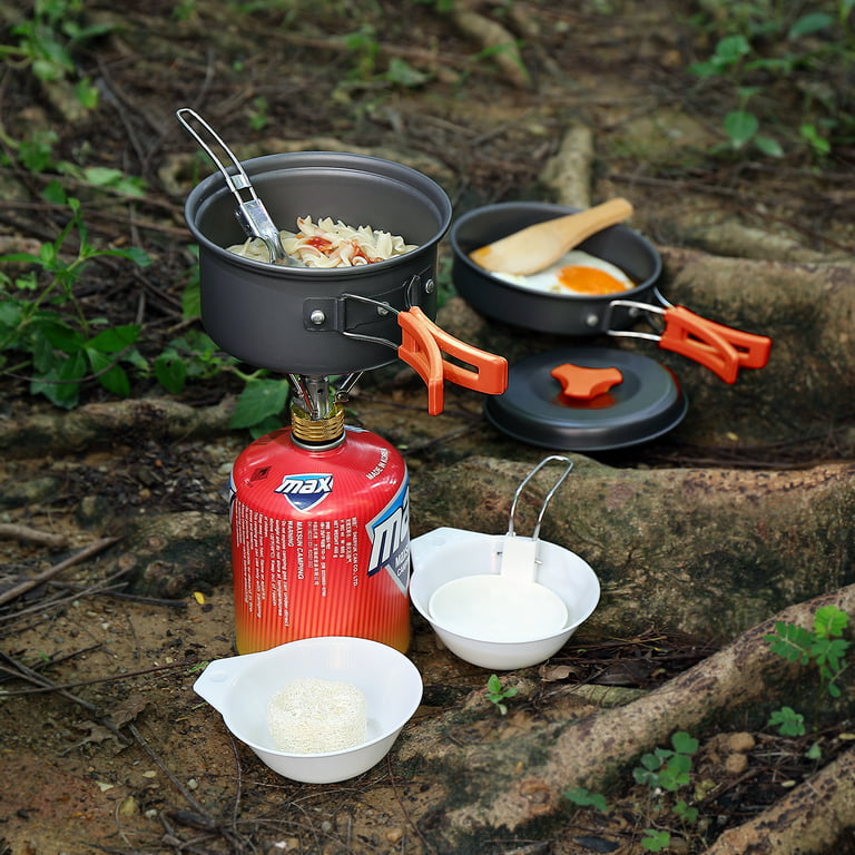 Stainless Steel Outdoor Camping Nesting Mess Kit Cookware Set Pots Pans  with Storage Carrying Bag MC240 - campingmoon