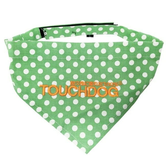 Bad-To-The-Bone Polka Patterned Fashionable Cloth Hook & Eye Bandana - Green - Large