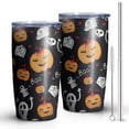 thumbnail image 2 of 20oz Tumblers Halloween Ghost Pumpkin Medley Pattern Stainless Steel Vacuum Insulated Double Wall Travel Tumbler Cups Mug with Lid and Straw,Cleaning Brush for Cold & Hot Drinks, 2 of 7