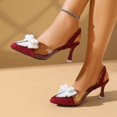 thumbnail image 4 of Negro Puntado Tacones Del Dedo Del Pie Perla Arco Vino Vidrio Tacón Transparente Pvc Sandalias Verano, Tacones Negros Cerrado Del Dedo Del Pie, 4 of 9