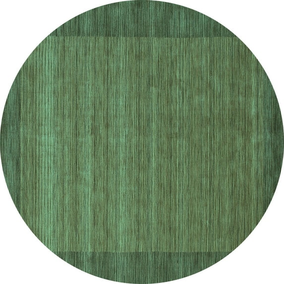 Ahgly Company Machine Washable Indoor Round Abstract Turquoise Blue Contemporary Area Rugs, 6' Round