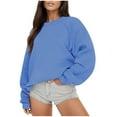 thumbnail image 2 of Qetyuw Raglan Sleeve Sweatshirt for Women Oversized Crewneck Pullover with Pocket Fleece Soft Warm Tops Casual Long Sleeve Loose Blouse, 2 of 5