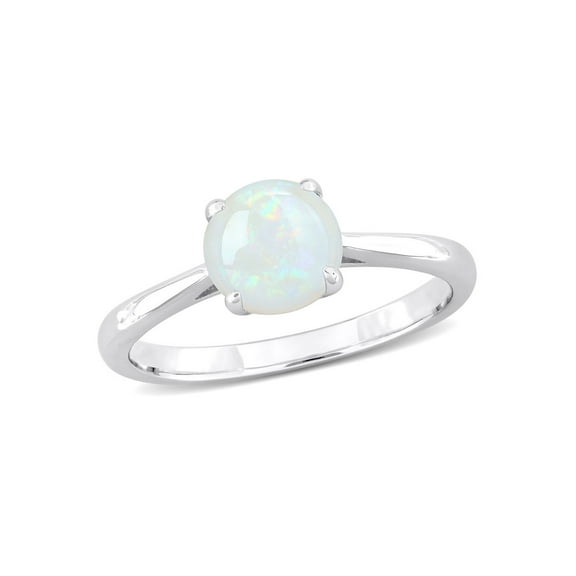 Gem & Harmony 4/5 Carat (Ctw) Solitaire Opal Ring in Sterling Silver for Women