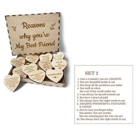 Unique Friendship Gift Personalized Wood Gift Box with Engraved Wooden Hearts Friendship Wooden Box Best Friend Gift