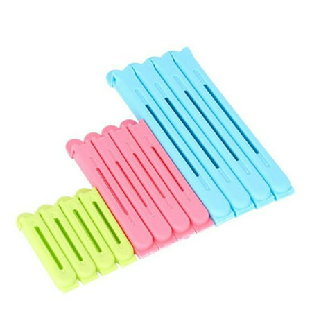 

12 Pcs Plastic Clip Set Large Medium Small 2.8 4.3 6.3 Inch 4 Pcs Each Yellow Pink Blue for Snack Bag