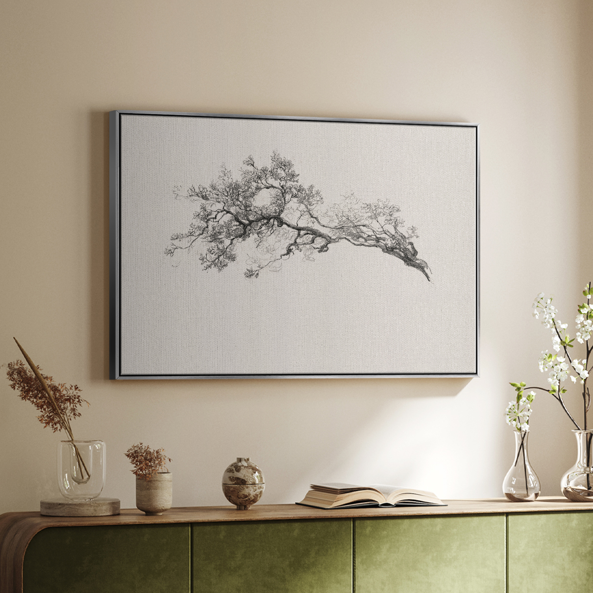 Vintage Sketch-X By Wexford Home Framed in Silver Wood Gallery Wrapped Canvas 17 in. x 25 in.