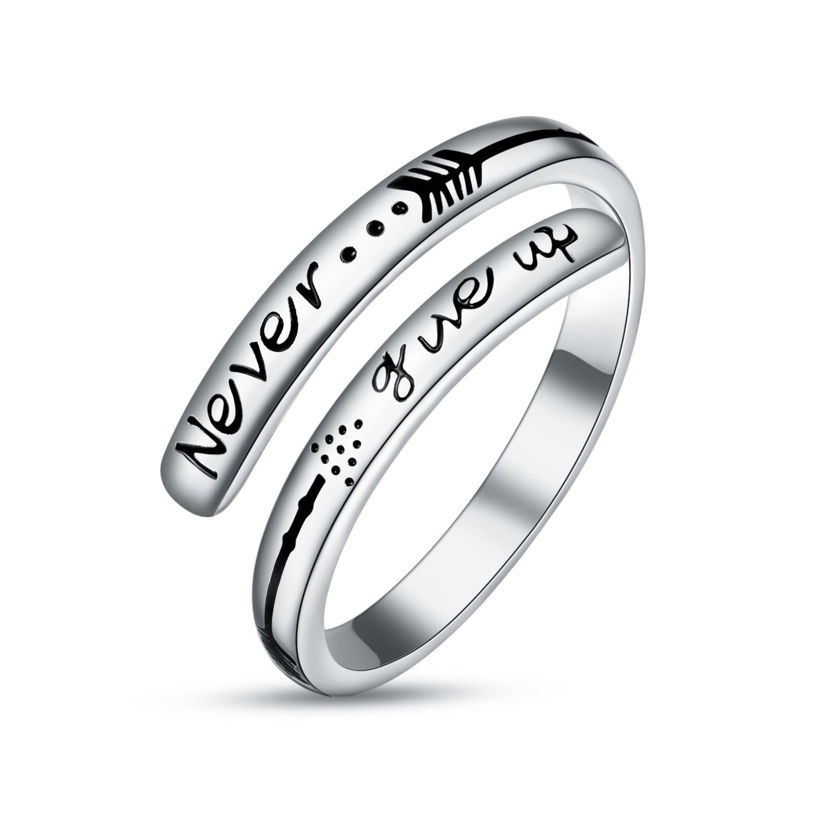 TANGPOET Inspirational 925 Sterling Silver Ring Personalized Jewelry Gift Adjustable for Women Girls Birthday Graduation