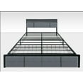 thumbnail image 4 of Full/King/Queen Size Platform Bed, Upholstery Storage Bedframe with Charging Station and 2 Drawers, Multi-functional Bed, No Box Spring Needed, Easy Assembly, Gray, 4 of 9
