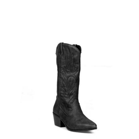 Floral Western Boots - Shoelala Pull Women's Western Boots in Black