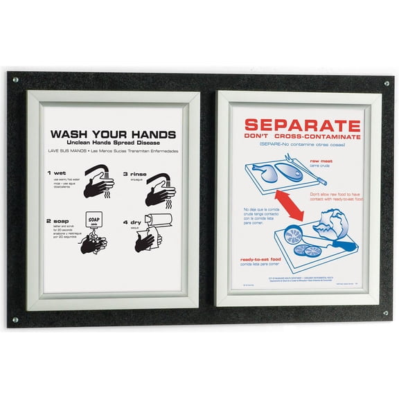 Metal Poster Frame w/ABS Backer, 2 Slide-In Style 8-1/2” x 11” Frames Side By Side, Ideal For Regulation Signage (REGSLD85)