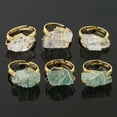 thumbnail image 6 of RSAMD Natural Stone Irregular Crystal Quartz Fluorite Wire Wrap Ring Healing Resizable-Gold-Clear Quartz, 6 of 9