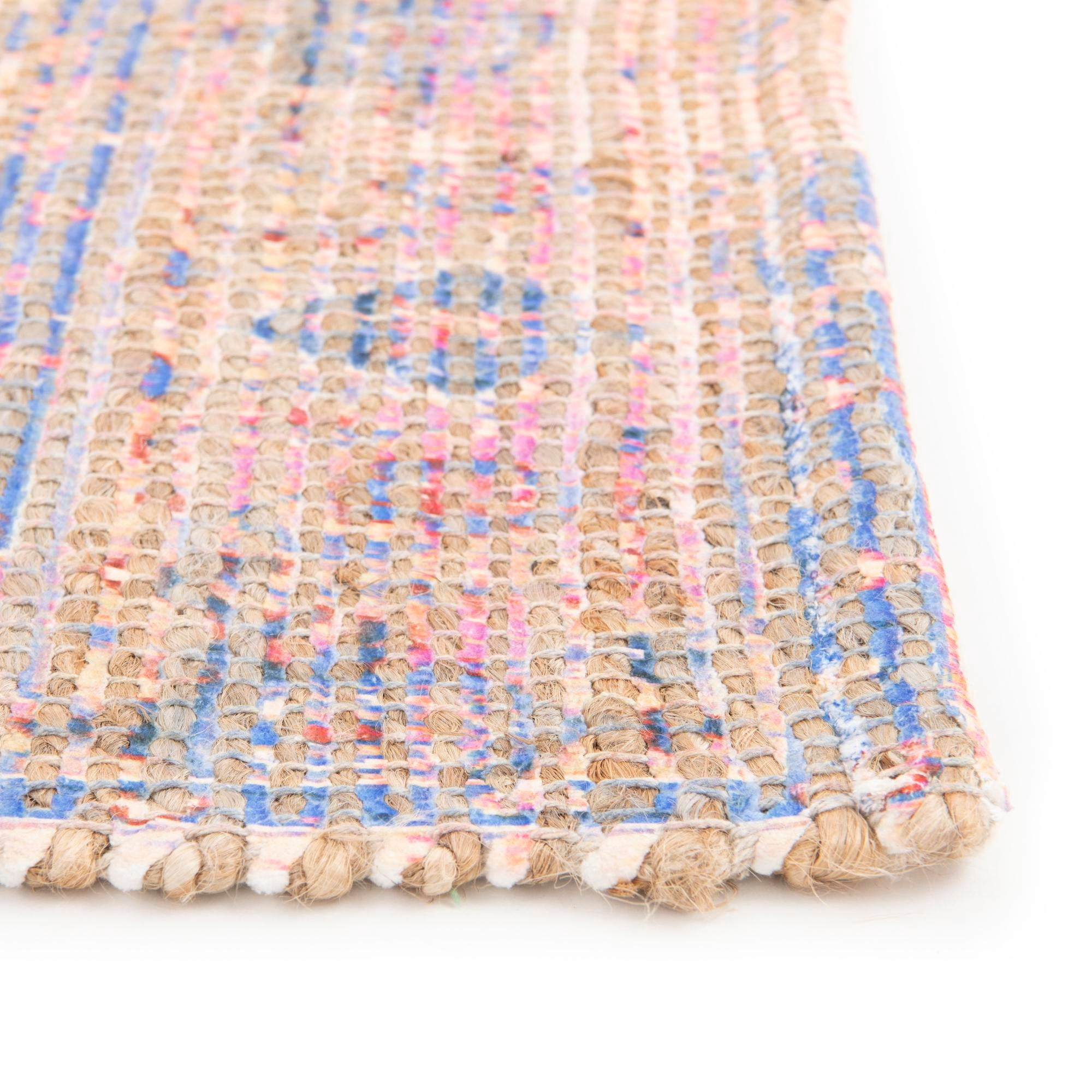 Unique Loom Chenille Jute Collection Area Rug - Laxmi (7' 10" x 10' Rectangle Peach pink/Beige)