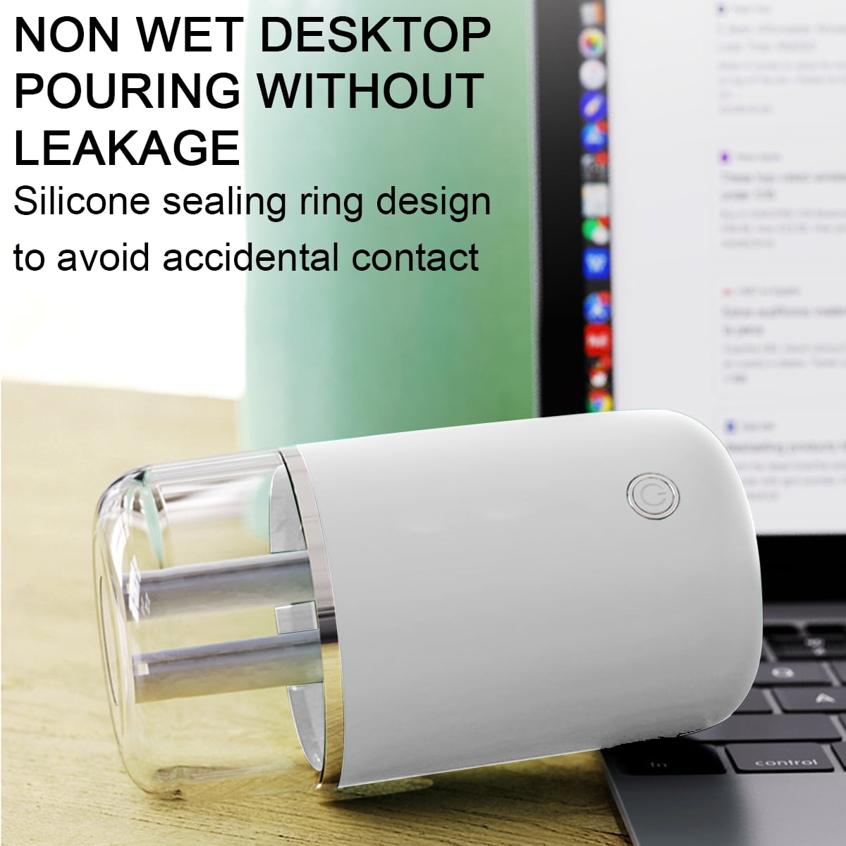 Small Humidifier, 500ml Portable Mini Humidifier, Personal Cool Mist Dual Jet Humidifiers, Dual Mist Ports, Auto Shut-Off, Desk Humidifier for Baby Bedside Travel Plant Car-White