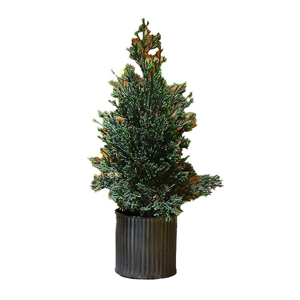 Black Árbol de Navidad artificial flocado, árbol de Navidad de cedro de escritorio, decoraciones navideñas de interior