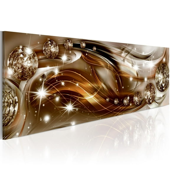 Tiptophomedecor Glamour Canvas Wall Art - Ribbon Of Bronze And Glitter - Stretched & Framed Ready To Hang Art