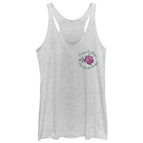 Women's CHIN UP Como La Flor  Racerback Tank Top White Heather Large