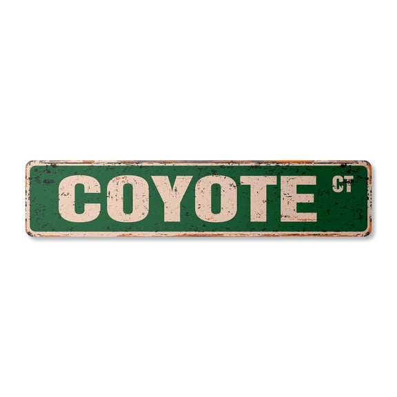 COYOTE Vintage Plastic Street Sign animal wolf coyotes jackal lover | Indoor/Outdoor | 30" Wide
