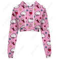 thumbnail image 2 of 2024 Hello Kitty Fashion Trend Print Embossed Dew Navel Long Sleeve Hoodie Super Short Sweater, 2 of 6
