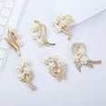 thumbnail image 5 of HOOUN Vintage Flower Pearl Rhinestone Brooches Crystal Bouquet Corsage Clothing Pins-_-A12, 5 of 9