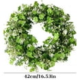 thumbnail image 3 of Hvmvliv Spring Simulation Flower Wreath with Clover & White Blossoms, Large Round Door Hanging for St. Patrick's Day Decor Green, 3 of 9