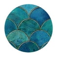 thumbnail image 4 of BANET Mermaid Fish Scale Wave Tablecloths  Round Tablecloth Watercolor Dark Teal Turquoise with Gold Line Tablecloths for Dining Kitchen Wedding and Parties 31"-35, 4 of 8