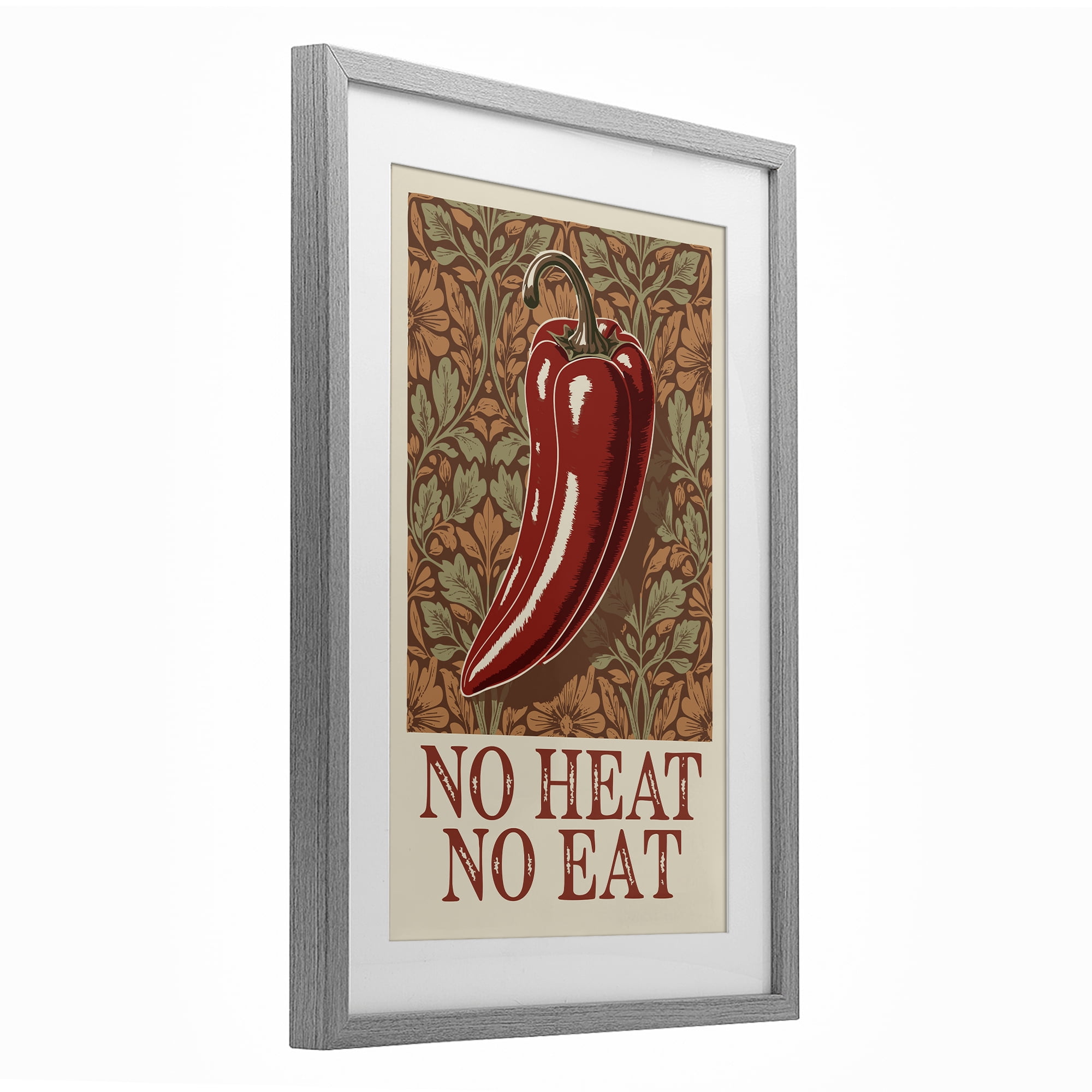 Stupell Industries No Heat or Eat Pepper Gray Framed Print Under Glass, design by Andreas Magnusson