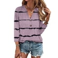 thumbnail image 2 of Enjoytime Womens Shirts Lightweight 3/4 Sleeve Tunic Blouses V Neck Button Stripe Printed Fashion Blouses Tops for Women Trendy, 2 of 5
