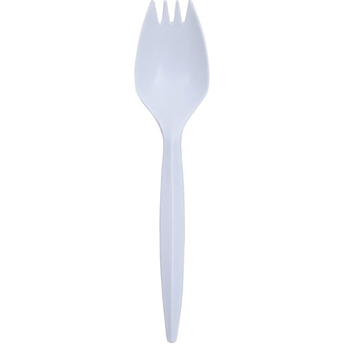 Genuine Joe Medium-Weight Spork, 1 x Spork, Disposable, Polypropylene, White (20004) | 2 Cartons