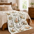 thumbnail image 6 of Watercolor Woodland Animals And Floral Wreaths Flannel Blanket, Gentle Forest Home Decor For Bedroom, Nursery And Reading Nook, Cozy Baby Shower Gift For Kids And Nature Lovers, 6 of 7