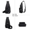thumbnail image 3 of PouchPort Sling Bag for Men, Waterproof Nylon Crossbody Backpack with USB Port, Anti Theft, Black, 3 of 6