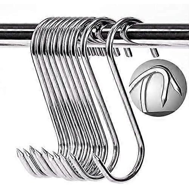 SZTXJ 10 Stainless steel butcher hook, s hooks, 100x4mm, S hook for BBQ, meat, sausage, kitchenware, rustproof, sturdy and durable