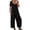 Black, variant on Women Short Sleeve Scoop Neck Wide Leg Jumpsuit Casual Loose Outfit with Pockets