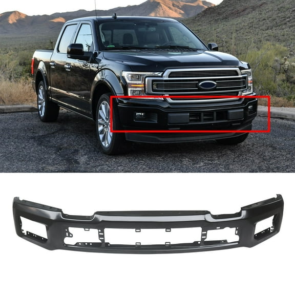NINTE Front Bumper for 2018 2019 2020 Ford F150 Pickup with Fog Lights Hole Matte Black
