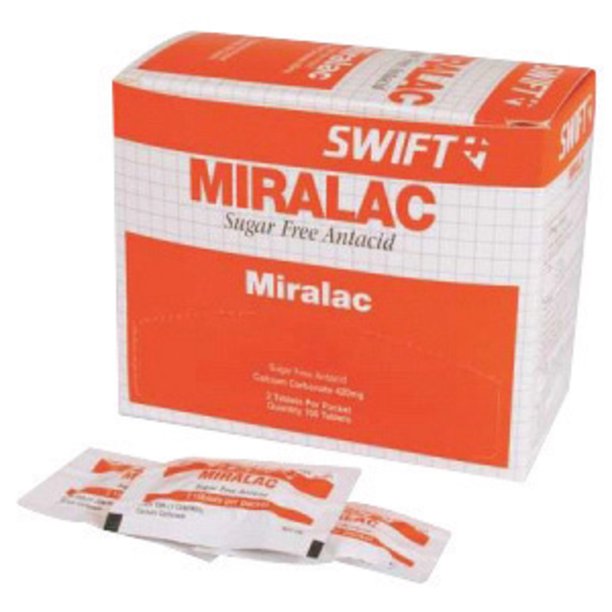 North 171545 Miralac Sugar Free Antacid Indigestion Tablet (2 Per Pack