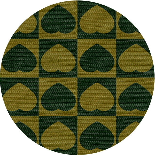 Ahgly Company Tapis d'Intérieur Rond Lavable en Machine Vert Olive Transitionnel, 6 Pieds Rond