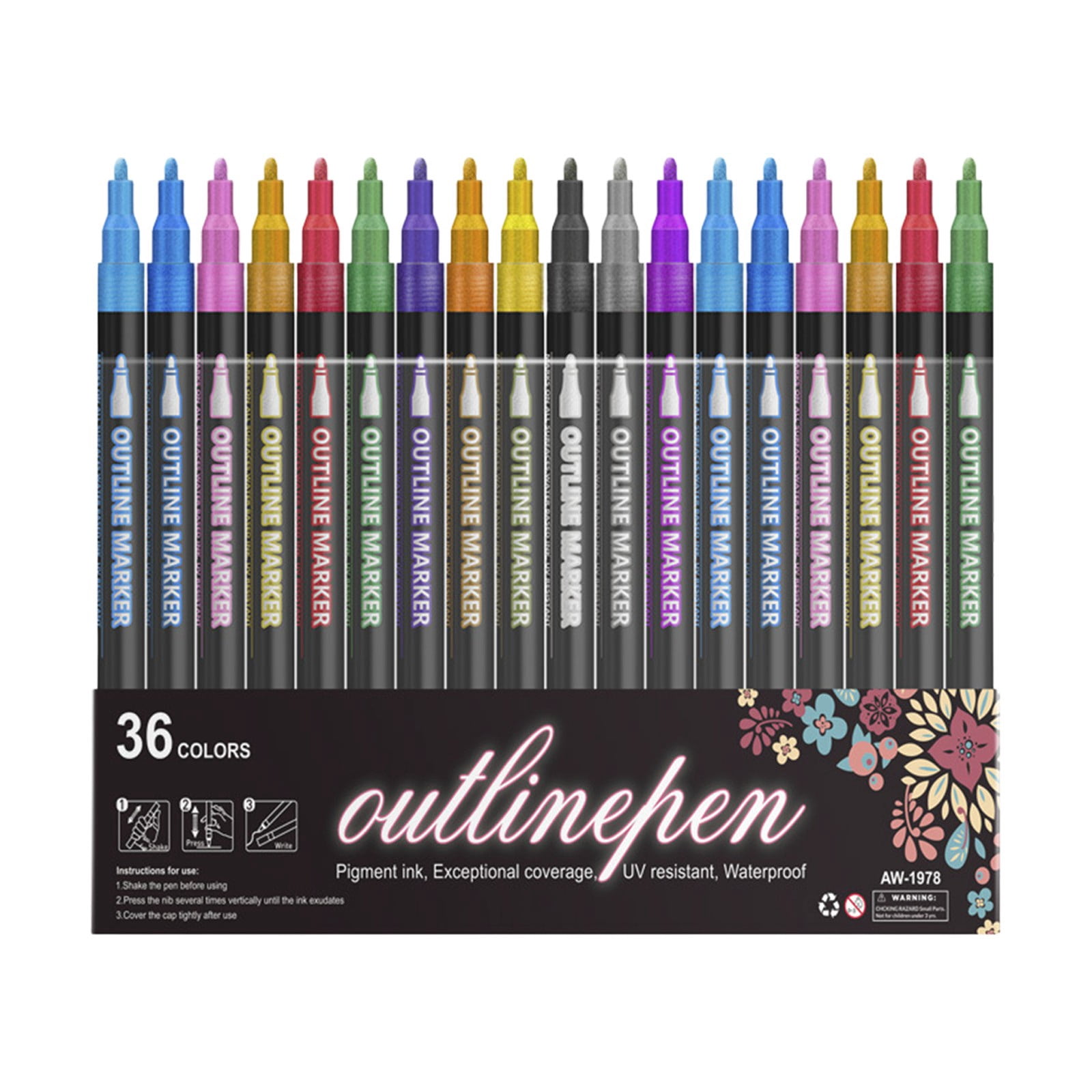 36 Piece Colored Pencil Set D 13x2 cm Double Line Outline Pen Set by Dusknt Glitter Gel Pens for Adult Coloring Books DIY Crafts Scrapbooking