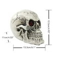 thumbnail image 3 of Skeleton Head Figurine Haunted House Props Halloween Skeleton Head Statue With LED Lights Novelty Resin Skeleton Head Figurine Haunted House Props Tabletop Desk  Decor, 3 of 6