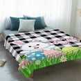 thumbnail image 4 of Bunny Easter Blanket Soft Cozy Warm Throw Blanket for Couch, Plush Fuzzy Flannel Fleece Blankets for Sofa, Spring Floral Eggs Black White Plaid Bed Blankets Lightweight Gifts for Women, 50"x80", 4 of 9