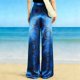 thumbnail image 5 of TaTaai Women's Casual Printed Trousers Stretch Satin Fabric Solid Color Pants with Pattern Elastic Waist Lightweight Comfy Spring Summer Daily Beach Wear Gift, 5 of 5