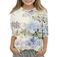 thumbnail image 1 of Vêtements pour Enfants Filles Chemise à Manches Courtes Imprimée Florale pour Filles Col Rond Vêtements d'Été pour Adolescentes Hauts pour Filles 4-5 Ans Tenue pour Filles, 1 of 3
