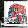 thumbnail image 4 of Ambesonne Cartoon Shower Curtain, Truck Rescue Team Art, 69"Wx75"L, Grey Red, 4 of 5