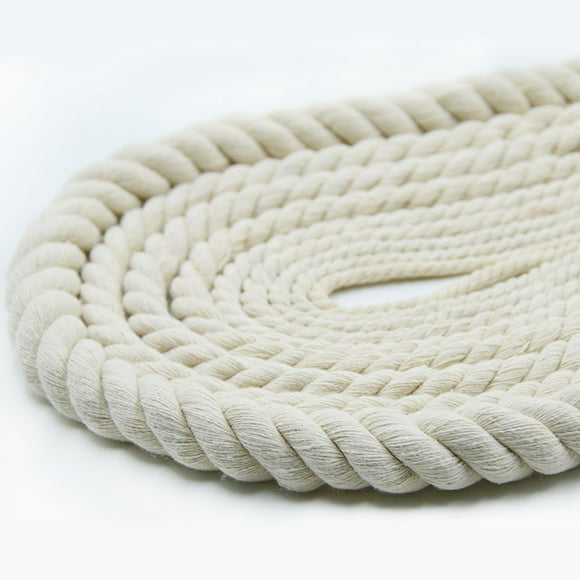 Natural Twisted Cotton Rope Super Soft Triple-Strand Twisted Cotton Rope Dia 1/6'',1/5'',1/4'',3/8'',2/5'',1/2'',3/5'',4/5''and 25/50 and 100ft(7mm-50ft)