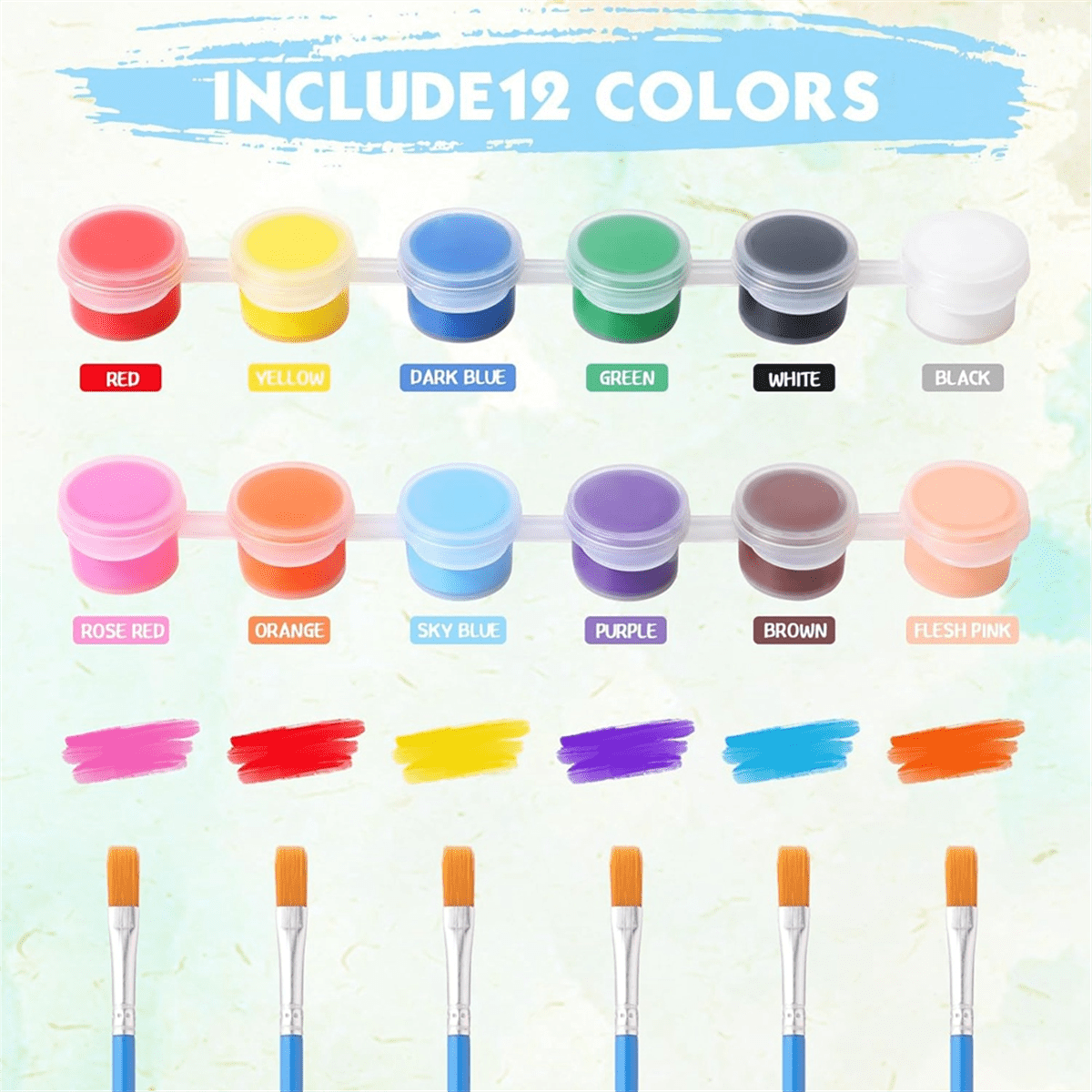 336 Pcs Mini Acrylic Paint Set 24 Set 12 Colors Acrylic Paint Strips 48Pcs Painting Brushes for Kids Adults (3ml)