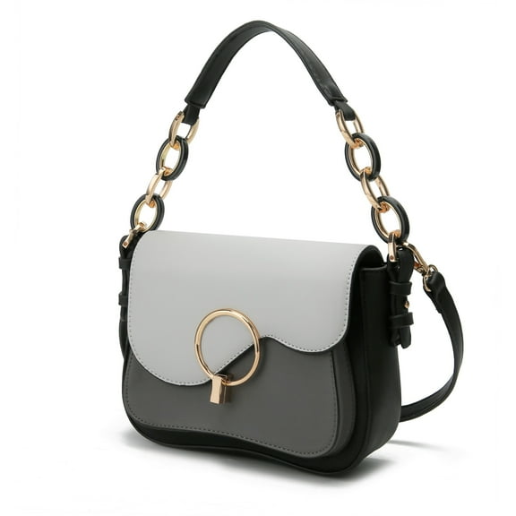 MKF Collection Fantasia Crossbody Shoulder Women's Handbag Purse Color-Block Versatile and Fashion Bag by Mia K - Charcoal Light Grey