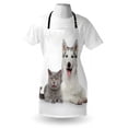 thumbnail image 3 of Cat Apron Animal Theme A Dog and a Cat Lying Together on the White Background Digital Image, Unisex Kitchen Bib Apron with Adjustable Neck for Cooking Baking Gardening, White and Grey, by Ambesonne, 3 of 3