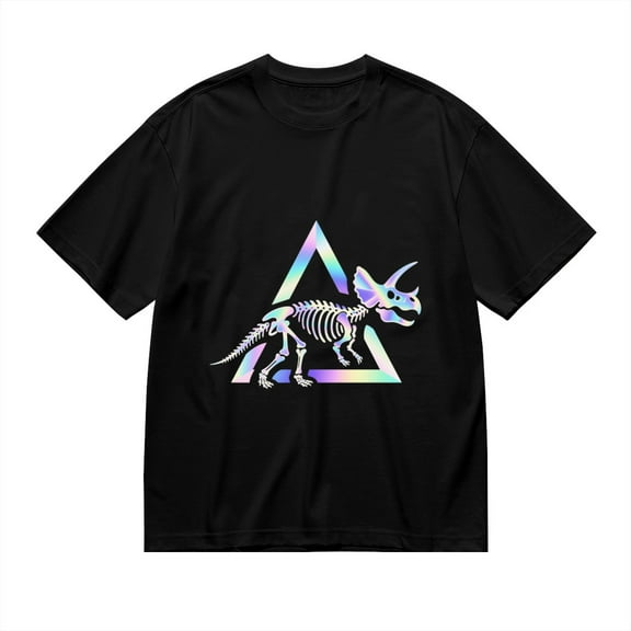 Black T Shirts for Men, Rainbow Dinosaur Skeleton Graphic Mens Graphic Tees, 24846368,S