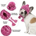 thumbnail image 4 of Dog Knit Hat, Pets Winter Warm Pom Pom Beanie Hat with Ear Holes Windproof Cap for French Bulldog Small Medium Dogs, S size Pink, 4 of 10