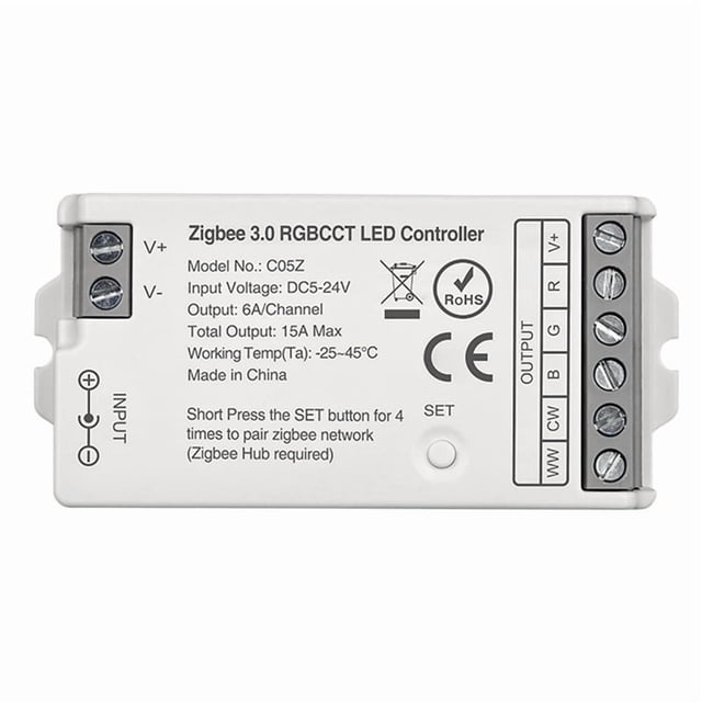 Tuya Zigbee 3.0 RGBCCT Controller TUYA Smart Life APP Control Dimmer Light Strip Controller